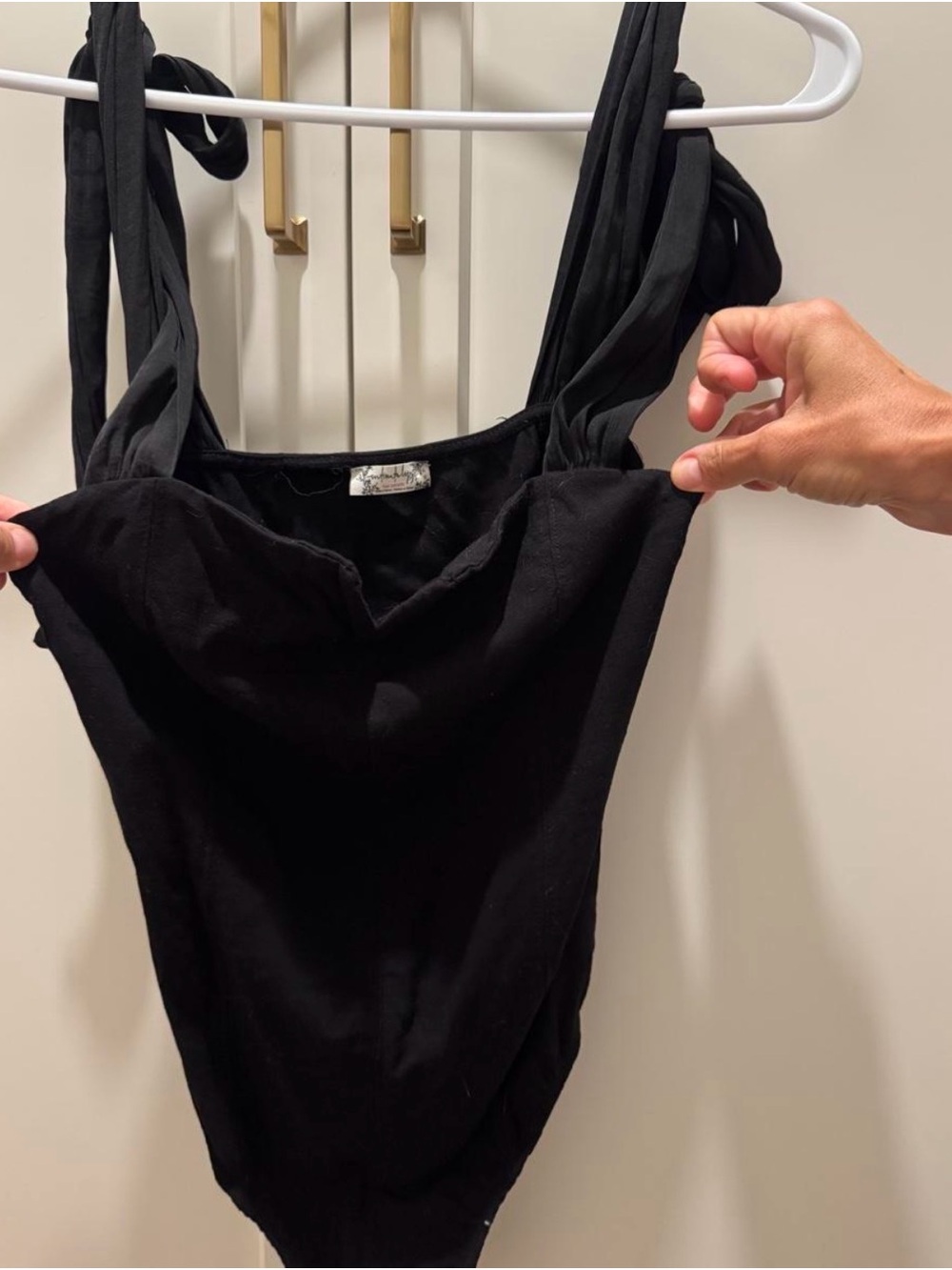 Free People Intimately Black Bodysuit with Tie Straps